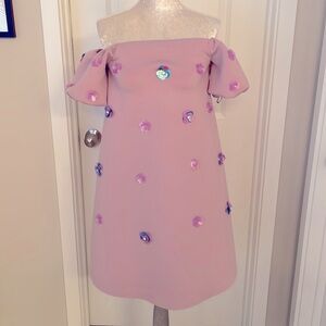 ASOS Maternity Pink flower sequins off shoulder dress